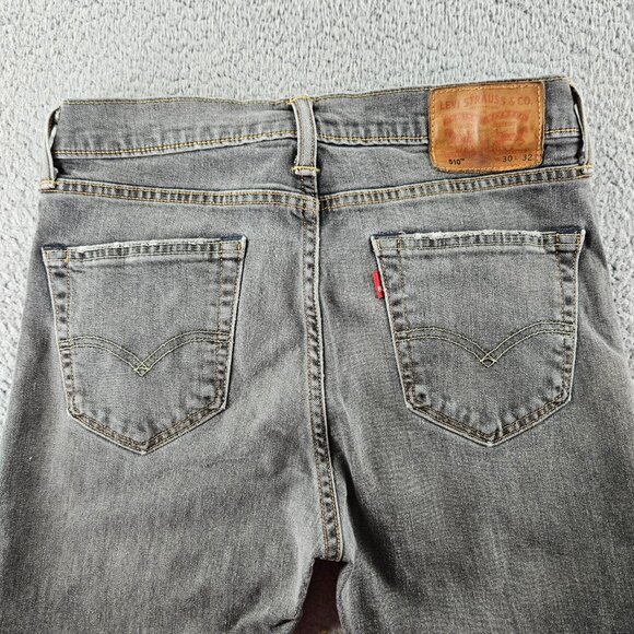 Levis Jeans Mens 30x32 (30x30) Gray 510 Distressed Skinny Fit Stretch Denim - Picture 13 of 16